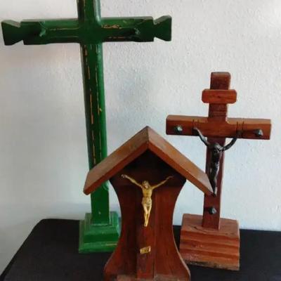 A Collection of Wood Crosses, Some Vintage