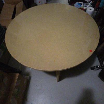 Round Pressboard Table with Glass Top – Simple Modern Design, Ready for Use or DIY