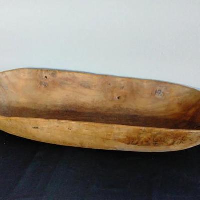 Vintage Dough Bowl With Rawhide Lace Accent