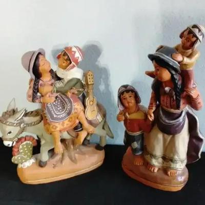 Signed Peruvian Folk Art Pottery Sculptures – Handcrafted Ceramic Figures*