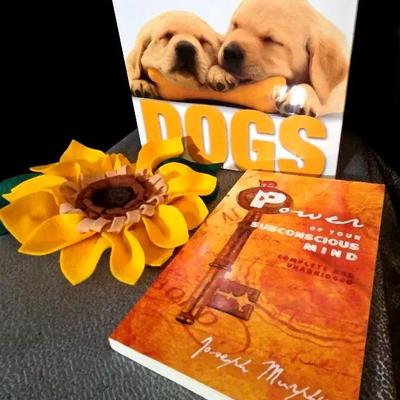 Inspirational Book & Décor Lot – “Power of Your Subconscious Mind”, "Dogs" Book & Sunflower Accent