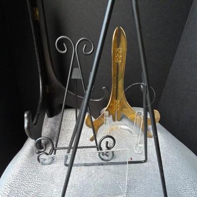 Lot of Assorted Display Easels & Stands – Metal, Wood, Brass & Acrylic