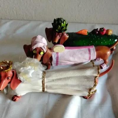 Lot of 3 Westland Giftware Dachshund Figurines – Whimsical Dressed Dog Statues – Retired Collectible