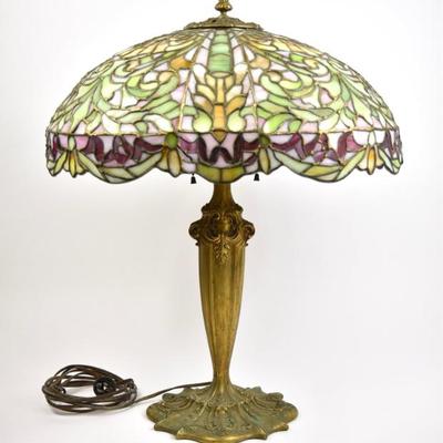 Antique Duffner & Kimberly Company Stained Glass Lamp