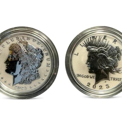 2023-P Reverse Proof Morgan & Peace Silver Dollar Two-Coin Set (CVO925)
