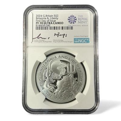 2024 PF70 Ultra Cameo Britannia & Liberty First Day Issue £2 (CVO960)