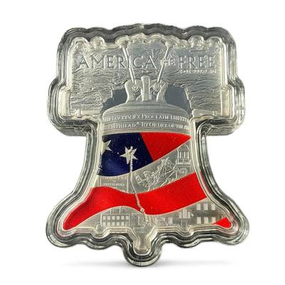 2023 PL Solomon Islands $5 America The Free 2 Oz Fine Silver Liberty Bell Shaped Coin (CVO931)