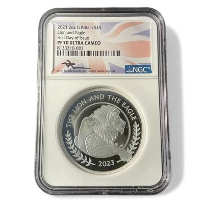 2023 PF 70 Ultra Cameo £5 Great Britain 2 Troy Oz Lion and Eagle (CVO933)