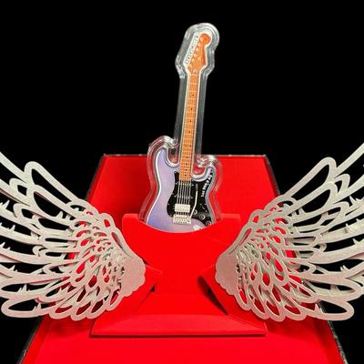2024 Solomon Islands 1 Oz $2 Fender Stratocaster Shaped Coin .999 Silver (CVO953)
