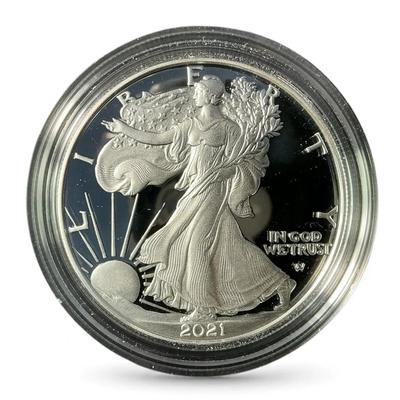 Proof 2021-S 1 Troy Oz .999 Silver American Silver Eagle (CVO977)