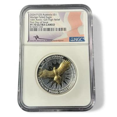 2024 PF 70 Ultra Cameo Wedge-Tailed Eagle $1 First Day Issue High Relief (CVO904)