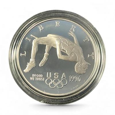 1996-P U.S Olympic Coins of the Atlanta Games Silver $1 High Jump (CVO915)