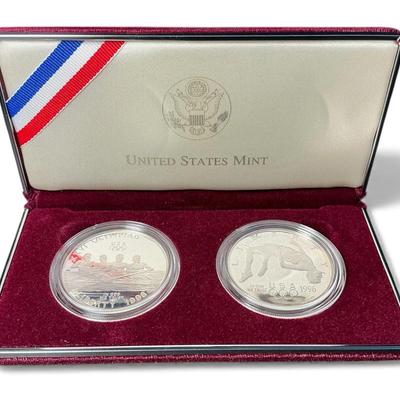 1996-P U.S Olympic Coins of the Atlanta Games Silver Two Coin $1 Set (CVO917)