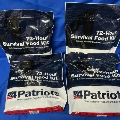 Food 4 Patriots 72-Hour Survival Food Kits Lot of 4