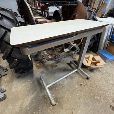 vintage industrial adjustable metal drafting or work table