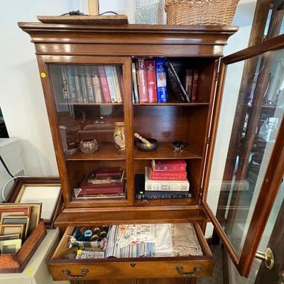 antique wood tall bookcase