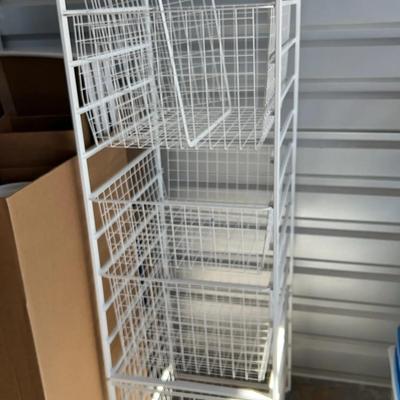 Tall Elfa Storage Adjustable Sliding Rack System - with Extra Basket - Closet or Pantry