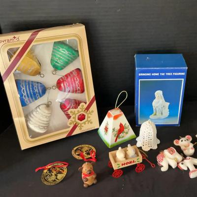Vintage Christmas - Colorful Pyramid Bell Ornaments (NIB) & Hallmark Ornaments & More