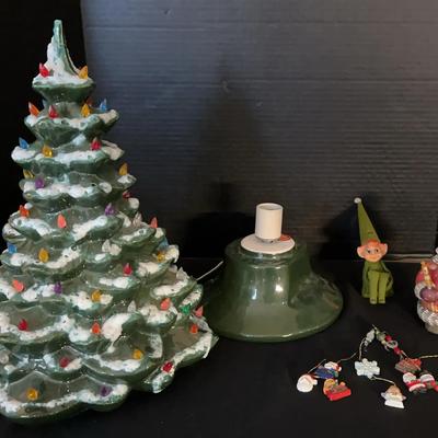 Ceramic Christmas Tree & Base, G DeBrekht Czar Santa, Elf & Clay Ornaments