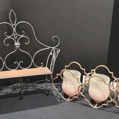 Beautiful Candle Holder Decor, Wrought Iron Shelf With Hooks - Handcrafted in India