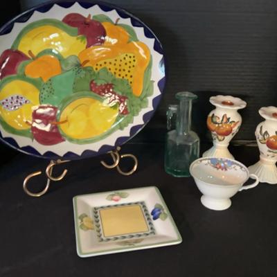 Fruit Dishes & Decor - Large Platter, Villeroy & Boch Dish, Ganz Candlesticks