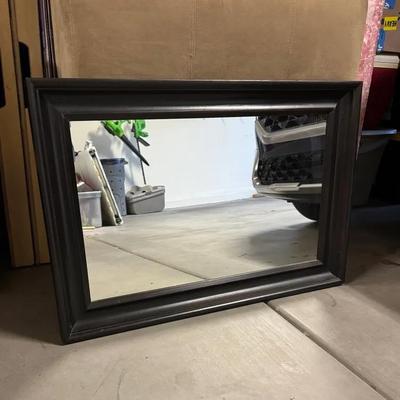 Hanging Wall Mirror With Dark Brown / Black Border