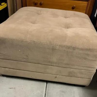 Tan Microsuede Fabric Square Ottoman - Foot Rest