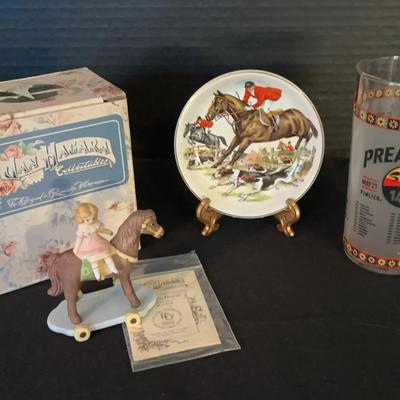 Horse Theme Collection - 2016 Preakness Glass, Jan Hagara Jodi’s Horse Figurine, Staffordshire Plate