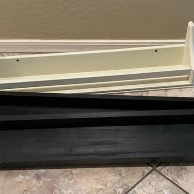 Shelves - 2 Black Shelves With Ledge, Pottery Barn White Book Wall Holder