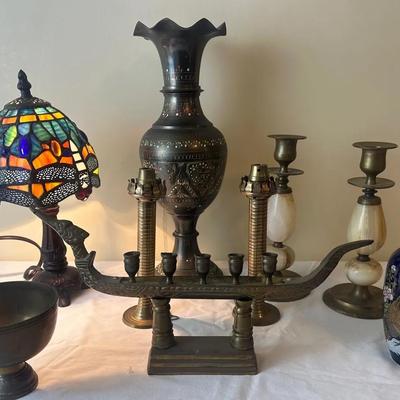 Vintage Brass Suphannahong Dragon Boat, Etched Brass Vase And More