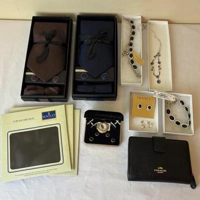 Monet Jewelry, Tie Sets, Earrings & Coach Wallet