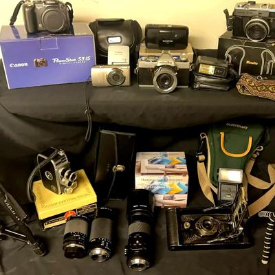 Camera Collection Featuring Minolta, Canon & Bolex