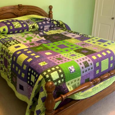 Wood Bed Set with Headboard, Footboard, and Frame