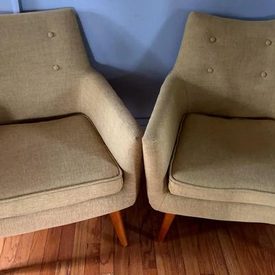 Mid-Century Modern Mustard Atomic Chairs, Set of Two