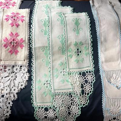 Embroidered Portiere Door Hanger Sets in Pink, Green, and Blue