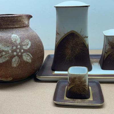 Limoges Porcelain Serving Set with Studio Pottery Jug