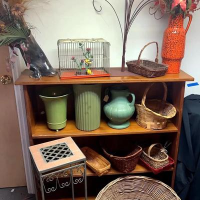 Home Décor Collection with Pottery, Bird Cage, Display Tree, Vases, Baskets & Wrought Iron Table