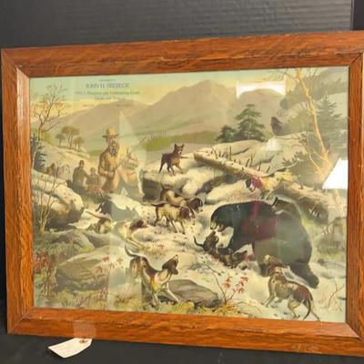 Teddy Roosevelt “Bear at Bay” Lithograph / Electro-Grain Gravure Print