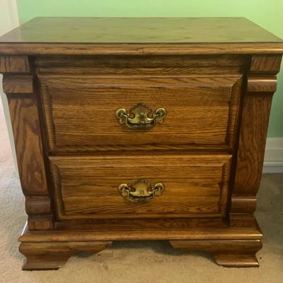Wooden Nightstand with Two Drawers