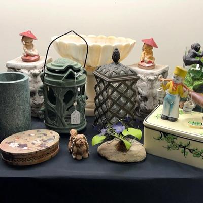 Eclectic Home Décor Collection with Pedestal Bowl, Figurines & Accent Pieces