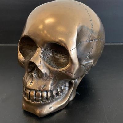 Ebros Bronzed Resin Skull Figurine
