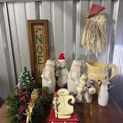 Vintage Christmas Santa’s & Snowmen’s Christmas Tree Toppers. Ceramic Light