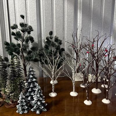 Collection of “Heritage Village Collection” Trees. (2) Lighted 