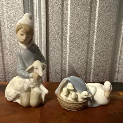 Vintage LLADRO Genuine Porcelain 
Lladro Shepherd Boy with Lamb, Mother Duck with Ducklings 
