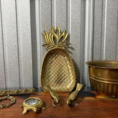 Brass Items w/Turtle Magnifying Glass