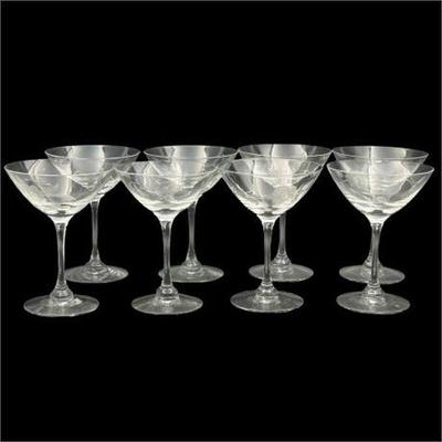 Sale Photo Thumbnail #36: Lot 052   
Etched Glass Floral and Leaf Pattern Martini Glasses, Set of Eight (8)