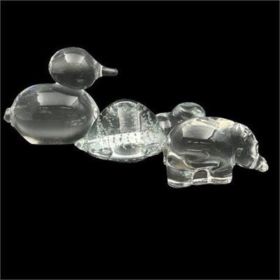 Sale Photo Thumbnail #38: Lot 054 
Three (3) Art Glass Paperweights, Duck, Turtle, & Pig