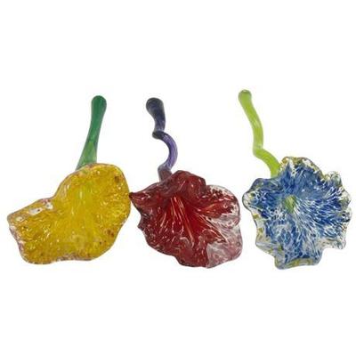 Sale Photo Thumbnail #70: Lot 101   
Colorful Art Glass Long-Stemmed Flowers, Set of Three (3)