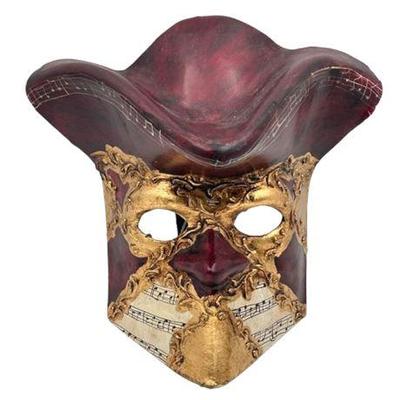 Sale Photo Thumbnail #60: Lot 084  
Venetian Bauta Mask With Hat, Featuring Musical Notes Design, By Balo Coloc