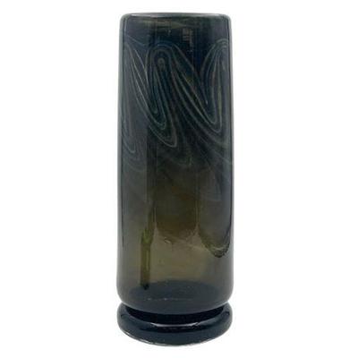 Sale Photo Thumbnail #69: Lot 100  
Dark Green Art Glass Vase With Gray Smokey Pattern